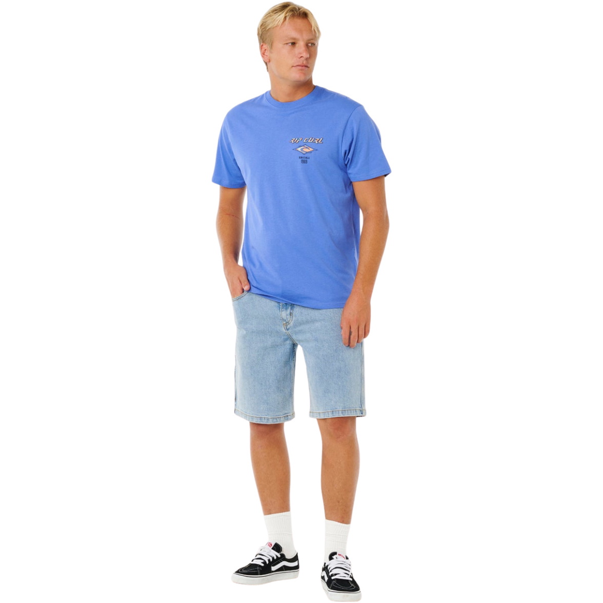 2026 Rip Curl Mens Fade Out Icon Tee 0CAMTE - Blue Haze